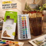 Deal 2 – Acrylic Color Set with 12 Colors & 10 Brushes | Beginner Art Kit - Image 2
