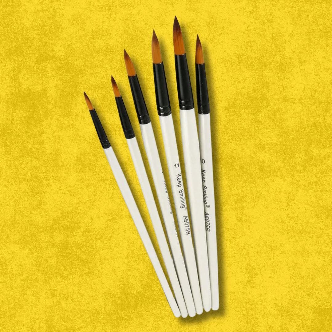 mianart (15) Keep Smiling Round Tip Paint Brush Pack of 6 - Image 1