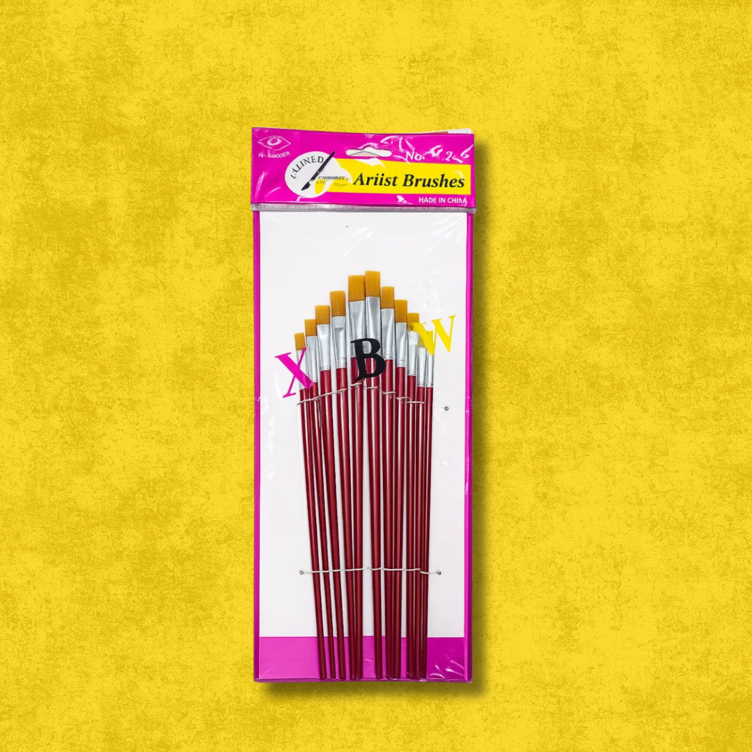 mianart (64) Flat Brush Red ( 12 pcs ) - Image 1
