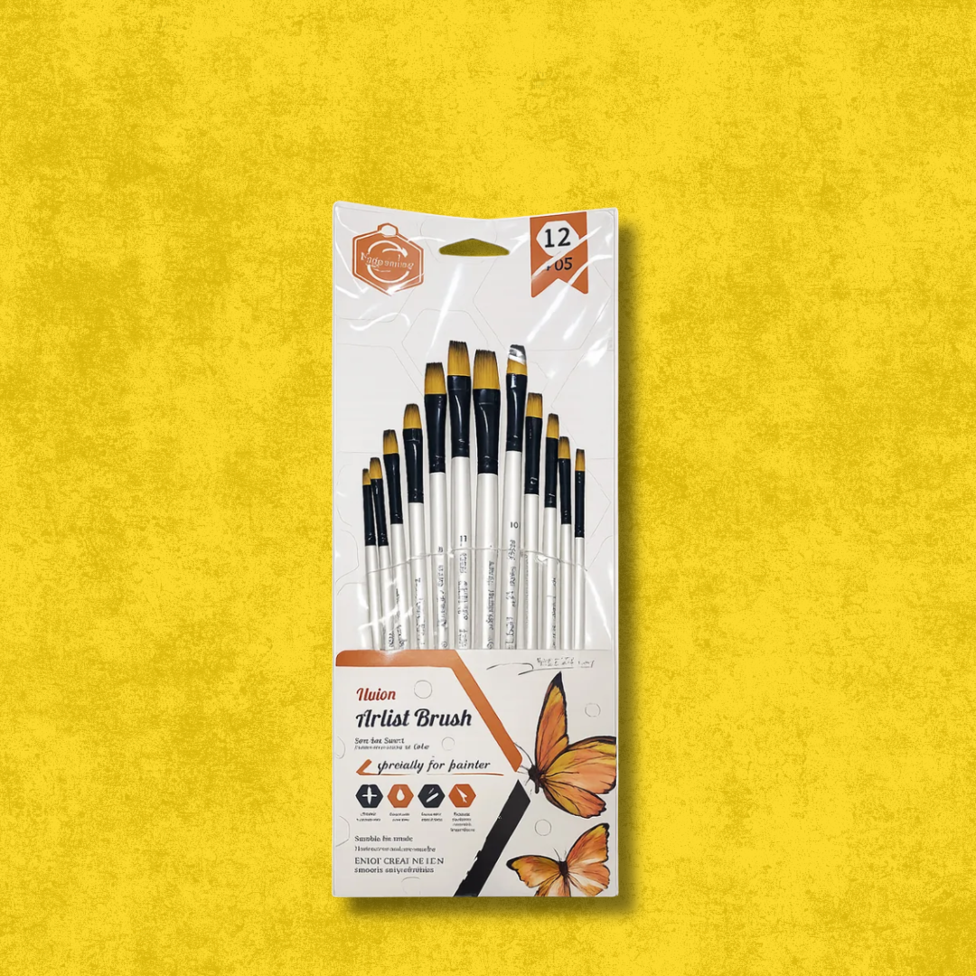mianart (78) Professional Flat Tip Paint Brush Pack Of 10 - Image 1